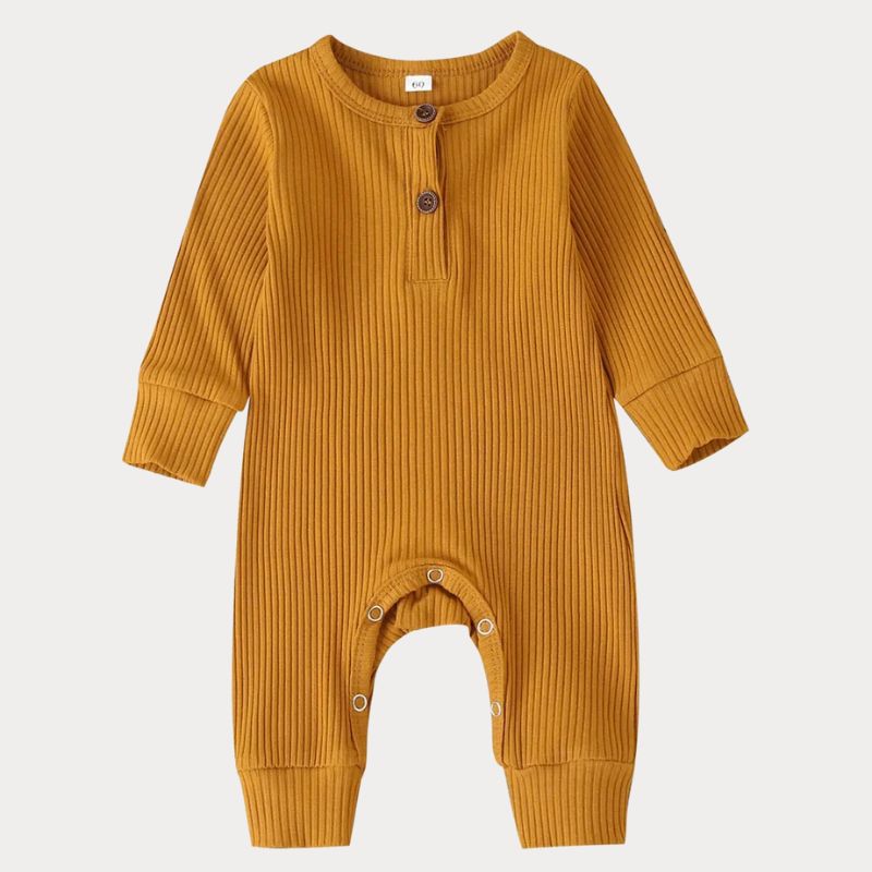 Ribbad Babybody med Knappdetalj
