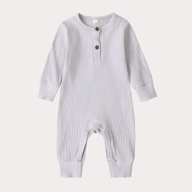 Ribbad Babybody med Knappdetalj