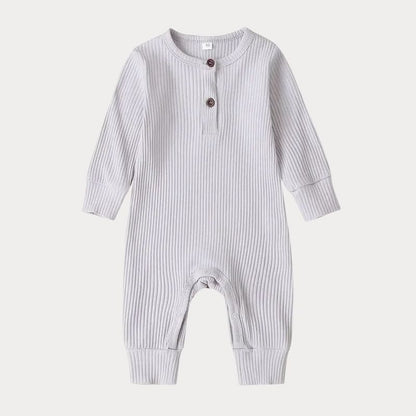 Ribbad Babybody med Knappdetalj