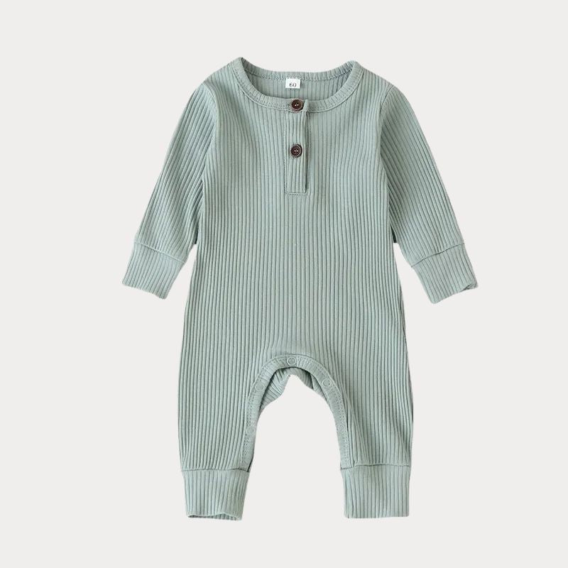 Ribbad Babybody med Knappdetalj