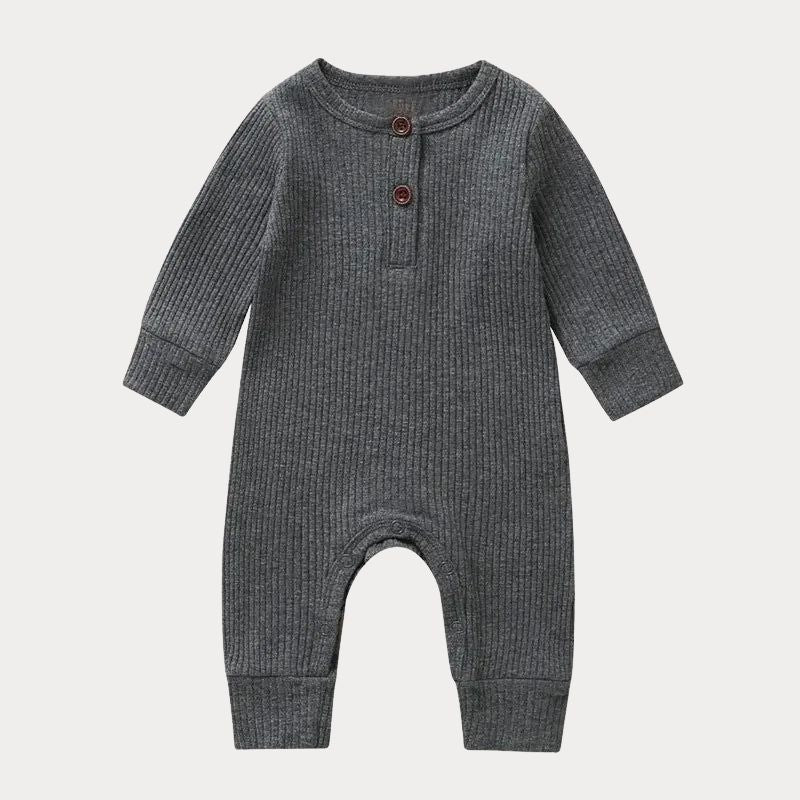 Ribbad Babybody med Knappdetalj