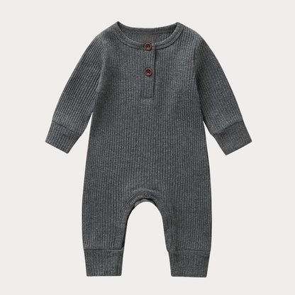 Ribbad Babybody med Knappdetalj