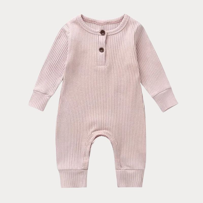 Ribbad Babybody med Knappdetalj