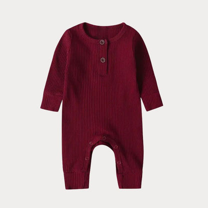Ribbad Babybody med Knappdetalj