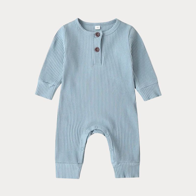 Ribbad Babybody med Knappdetalj
