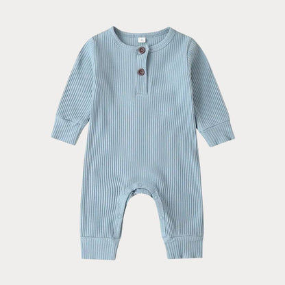 Ribbad Babybody med Knappdetalj